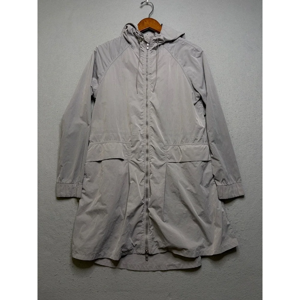 Lululemon Here to Move Jacket Women 4 Grey Long Hooded Parka Rain Windbreaker